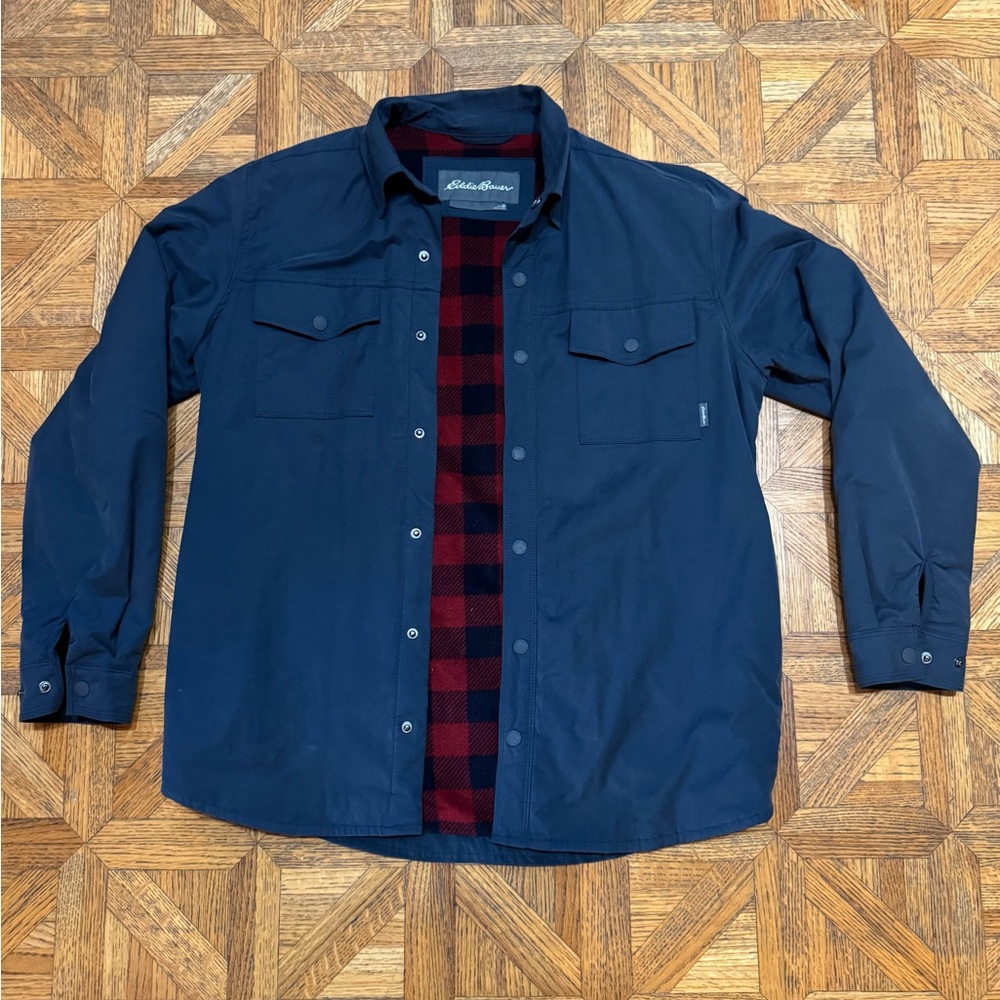 Men's Blue Jacket with Red Flannel Lining